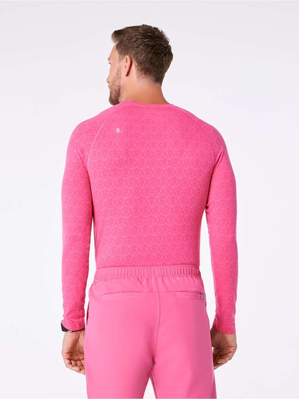 Figs Men's Long-Sleeve Crew in Bright Pink - Picture 2 of 4
